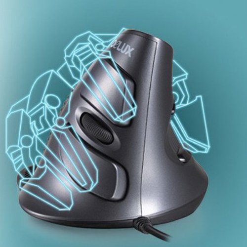 Nuovo design Delux M618 Vertical Wired mouse – nero e grigio