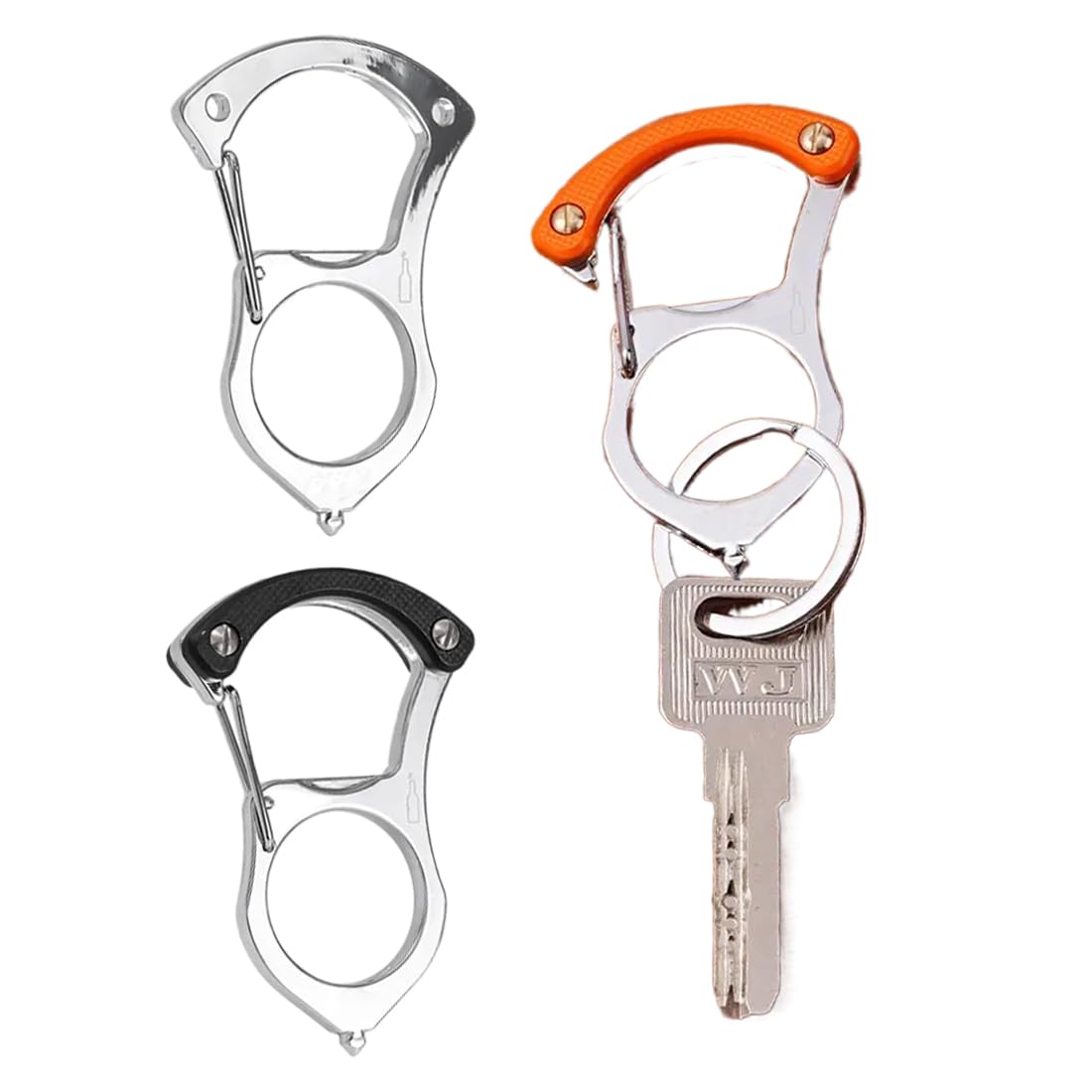 NTRUXZP Gancho de Hebilla de Llave de Coche,3 Piezas Llavero con Abrebotellas de Acero Inoxidable, Multifuncional Clip para Llavero Portátil Porta Llaves Key para Coche Caminata Camping Senderismo