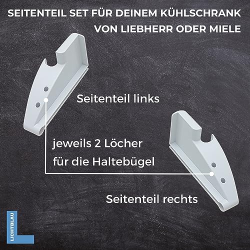 Lichtblau Seitenteil Set 2703 Flaschenfach Halter 7433698 + 7436004, 9193353, 9193354 I Liebherr Ersatzteile für Flaschenablage I Flaschenhalter Zubehör 7426772 7426774 7426776