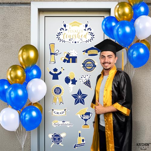 Image of KatchOn, Blue and Gold Graduation Car Magnets with Balloons - Pack of 45 | Car Graduation Decorations Class of 2026 | Car Magnet Decorations for Parade, Car Decorations for Graduation Decorations 2026