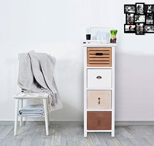 Rebecca SRL Kommode Schubladenschrank Schubladenkommode Sideboard mit 4 Schubladen, aus Paulownienholz, Mehrfarbig, im… – Bild 3