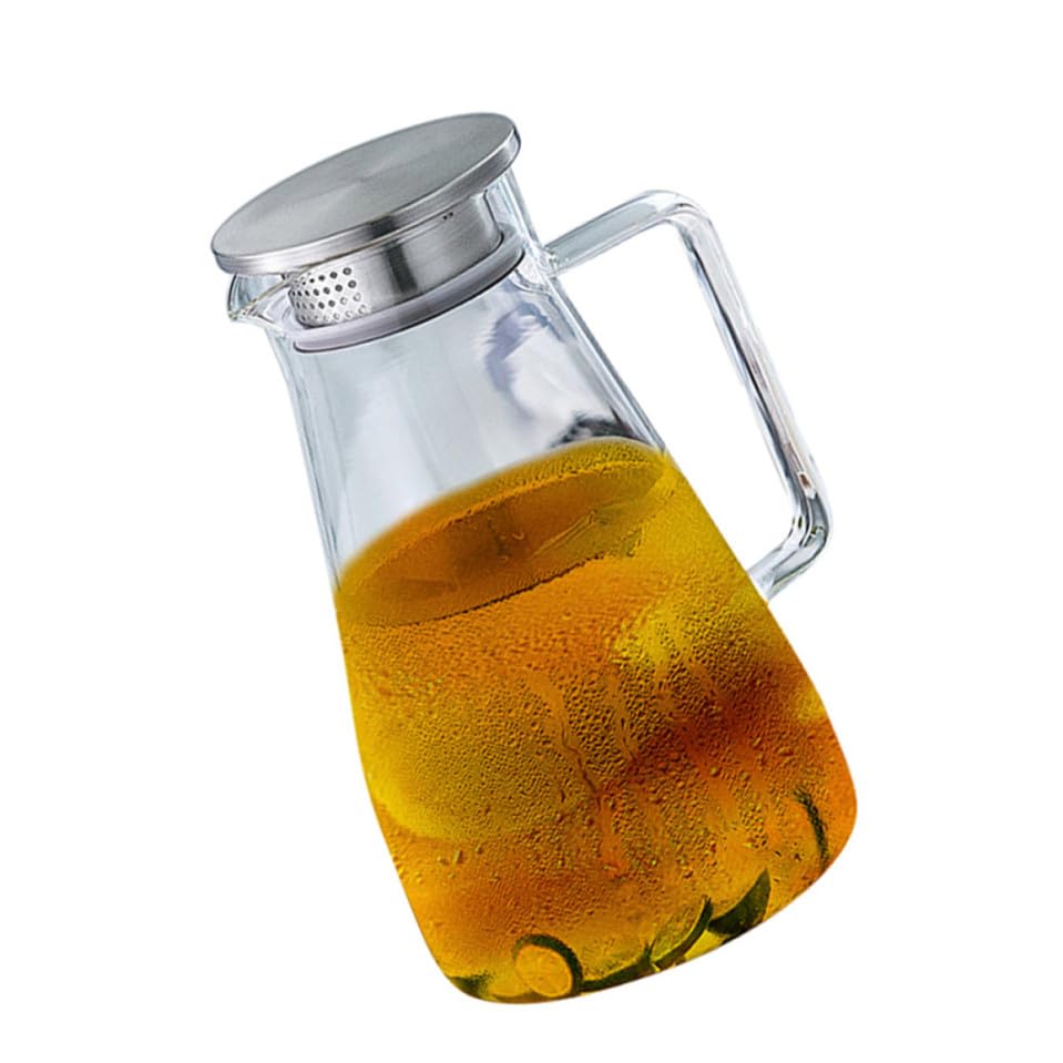 Jarra de té de vidrio resistente al calor con filtro integrado para servir sin residuos