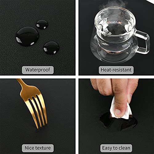 Punkspace Placemats Set Of 4,Faux Leather Placemats For Kitchen Table And Dining Room,Waterproof Heat Resistant Outdoor Indoor Place Mats,Black #TOP3