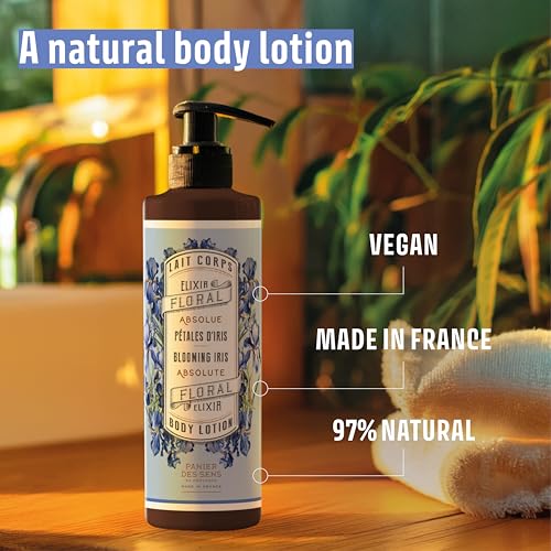 Image of Panier des Sens Iris Body & Hand Lotion Pump, 8.45 fl oz | Perfumed Lotion For Women | Body & Hand Care | Vegan Formula | 97% Natural Ingredients | Fast-Absorbing, Non-Greasy