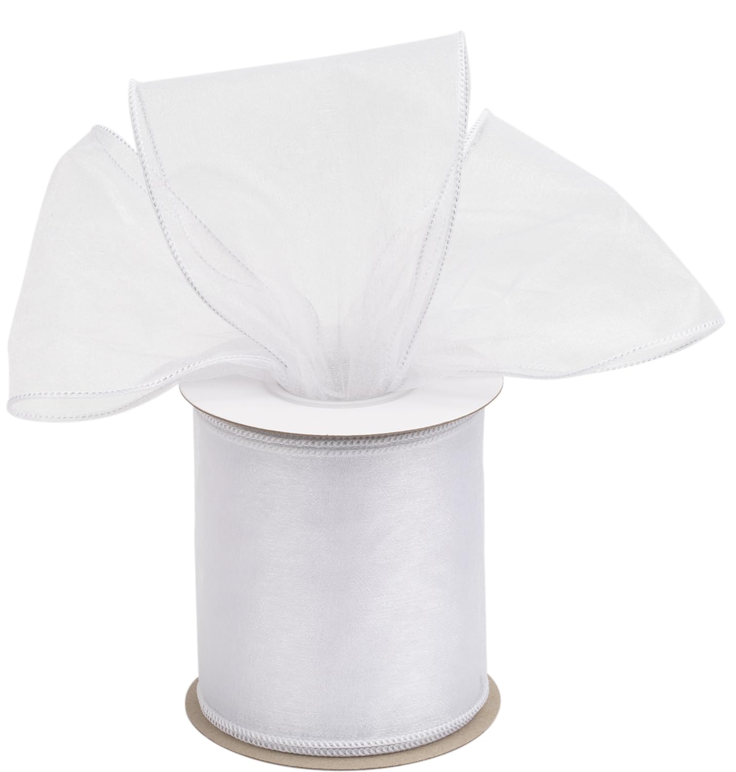 Joycrosso 4 Inch White Wired Organza Ribbon - 20 Yards Sheer Decorative Ribbon for Gift Wrapping, Wedding Decor, Christmas Tree, Crafts & DIY Projects