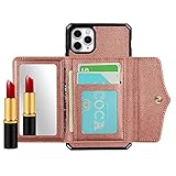 iphone11 Pro ケース iphone 11 Pro ケース iphone 11Pro ケース ミラー 鏡 多機能 シリコン【APOLA】ライチパターン レザー カード2枚付き アイフォン11 Pro 手帳型 おしゃれ 耐汚れ 衝撃吸収 カバー