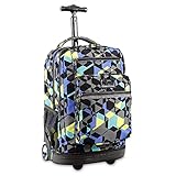 J World New York Sundance Rolling Backpack Girl Boy Roller Bookbag, Cubes, One Size