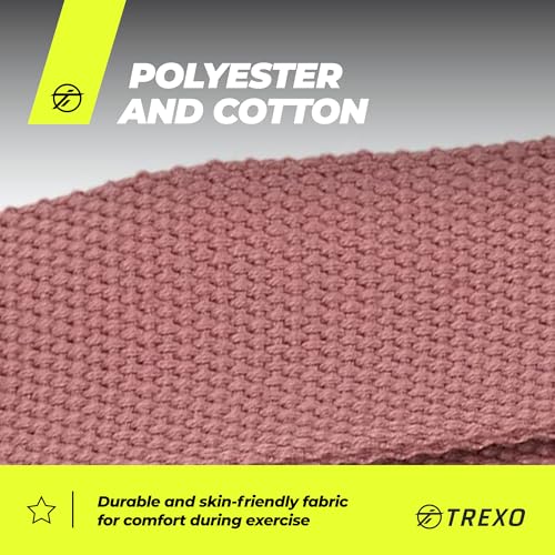 TREXO Rosa Yoga Gurt 183x3,8 cm D-förmige Schnalle Einfache Längeneinstellung für verschiedene Asanas Angepasst an unterschiedliche Vorlieben Ideales Yogagurt Zubehör für jeden