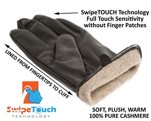 Candor And Class Men's Cashmere Lined Sheepskin Leather Gloves, Touchscreen, Winter Leather Gloves For Men, Gift Box (Brown Xl) #TOP3