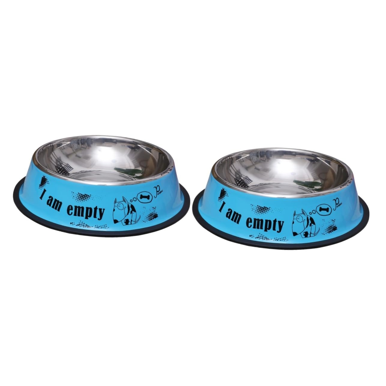 Mipcase 2piezas Comedero Antideslizante De Acero Inoxidable para Perros Cuenco De Alimentos De Pintura No Deslizante para Retriever Azul