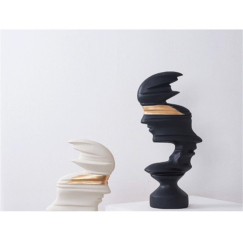 Estatua de Mesa Black and White Matte Abstract Figure Ornaments Modern Simple Porch TV Cabinet Resin Sculpture Decoration Estatua de Decoración