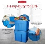 Rubbermaid Roughneck Tote 18 Gal, 10 Pack, Made in USA, Heritage Blue, Rugged Plastic Stackable Storage Bins with Lids and Handles - Image 4
