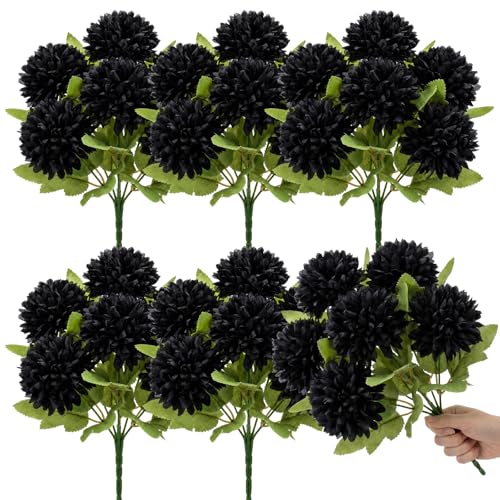 Tigeen 6 Pcs Day of the Dead Marigold Flowers, Black