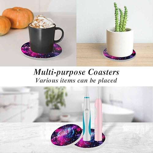 Miniatura 6 de Milky Way - Juego de 2 posavasos absorbentes para bebidas, estrellas brillantes, nubes, coloridos regalos de inauguración de la casa, nuevo hogar