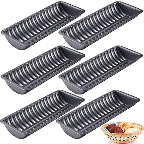 Gerrii 6 Pcs Almond Cake Pan Carbon Steel Non Stick Loaf Pan Bread Baking Pan Loaf Pan Mold For Tart Popover Roll, 12.2 X 4.72 X 1.57 Inches #TOP29