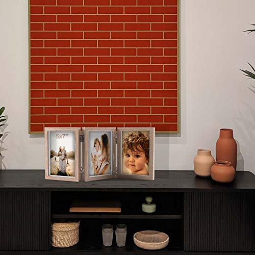 5X7 Triple Hinged Picture Frames Shadow Box Mdf Wood Grain With Real Glass 3 Vertical Opening Family Lover Gift #TOP5