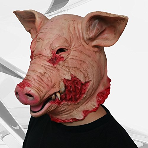 Luoem Máscaras de Cabeça de Porco Assustador Fantasia de Halloween Acessório de Látex Terror para Ca