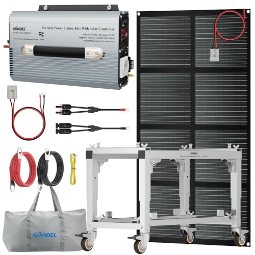 GIANDEL Solar Kits Includes 200 Watt Solar Panel Foldable,2200 Watt Solar Inverter with 20A PWM...
