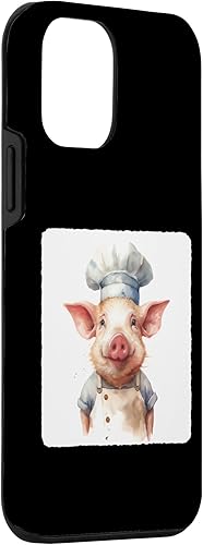 Miniatura 3 de iPhone 12 mini cerdo con un sombrero de chef. cerdo con sombrero de chef, estuche de cocina