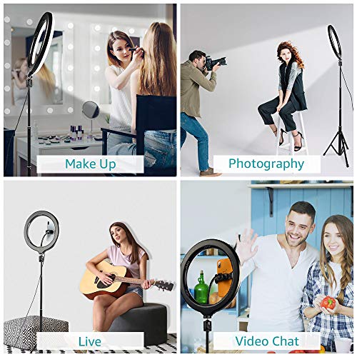 10\'\' Selfie Ring Light - LED Ring Light with Tripod Stand, Adjustable Phone Ring Light Compatible with iOS & Android Phones for Live Video, Makeup, Photography and Vlog Creation