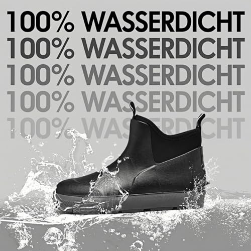 GemChve Gummistiefel Herren,Gartenschuhe herren Kurze,Chelsea Boots Damen,Arbeitsschuhe Gummistiefel Halbhoch,Deckstiefel Wasserdicht Rutschfest Geeignet Regentag Reisen Angeln Black44EU