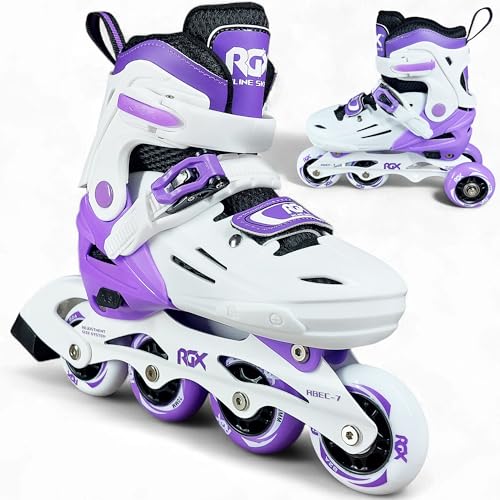 WeLLIFE RGX Pattini in Linea per Bambini e Ragazzi Regolabili 4 Misure | Doppia Configurazione Ruote per Principianti | Guscio Rigido e Fodera in Velluto | Piastra Alluminio | Cuscinetti ABEC-7