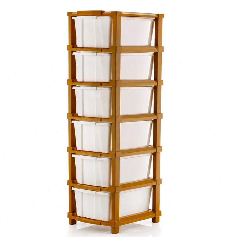 Image of Kavira Plastic Drawer Storage Tower - Space Organizer|White,6 Layer