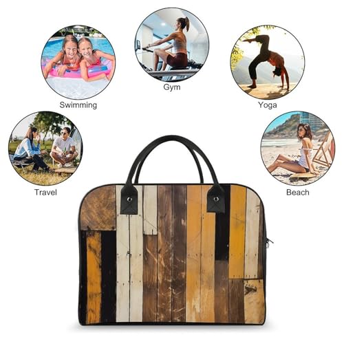 Duffle Bag for Travel Tote Bag Crossbody Bags Rustic Wooden Printed Gym Bag Shoulder Bag Travel Handbag for Men Women4