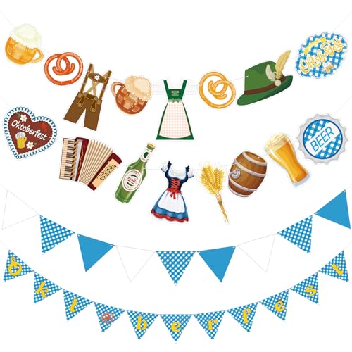 Hotop 4 Pack Oktoberfest Banner Decorations Pre Strung Oktoberfest Bunting