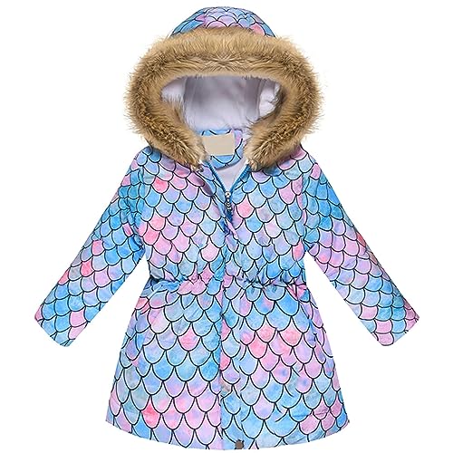 Miss Bei Girl's Winter Coat Jacket Hooded Kids Toddler Flower Print Parka Outwear Warm Cotton Puffer Hooded Jacket
