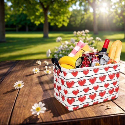 Image of Valentine's Day Basket Gift for Empty Cute Heart Large Storage Bin for Kid and Baby Room Decor (Red Love)
