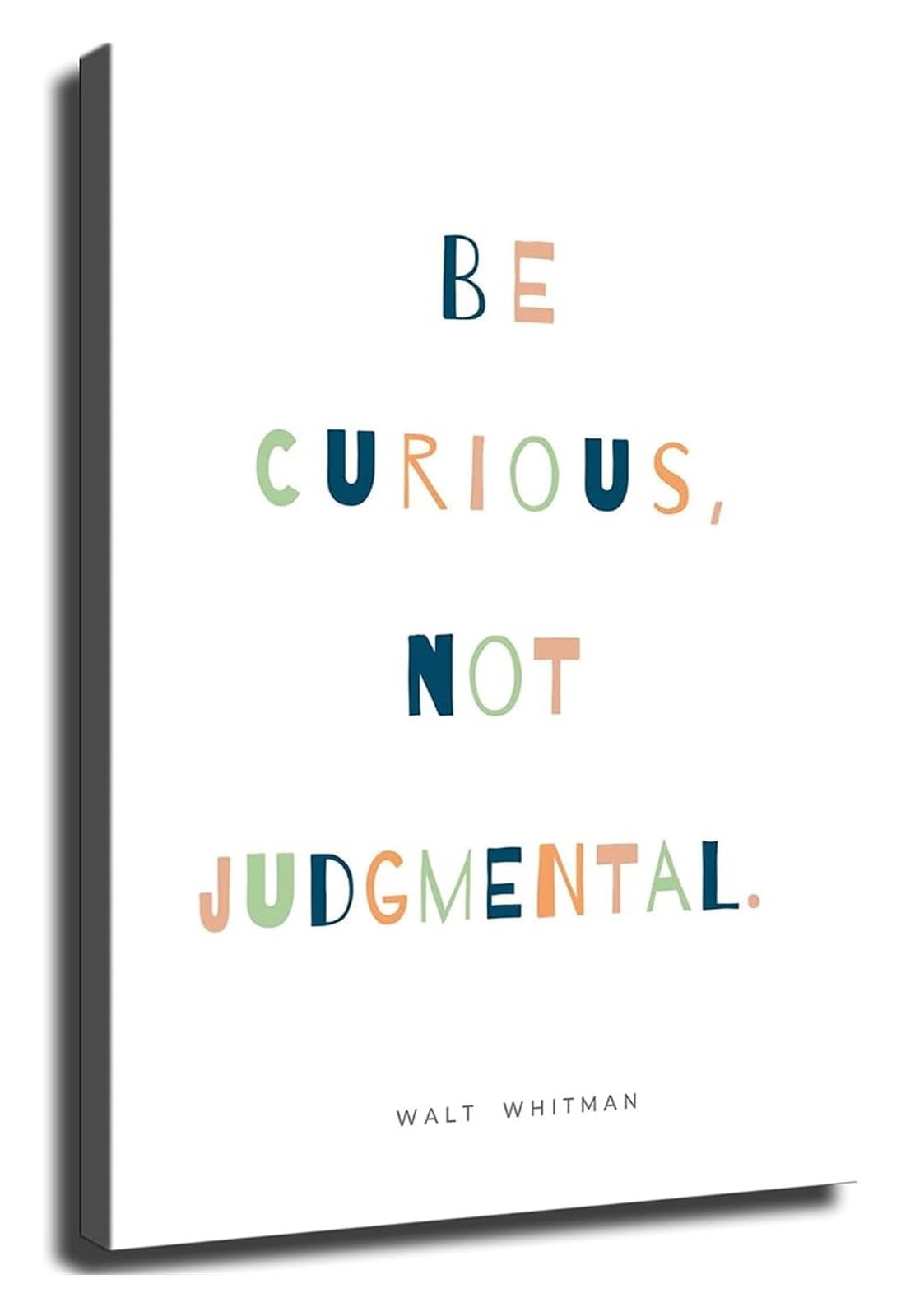 VWWJCCRO Be Curious Not Judgemental Literary Quote Canvas Poster Print Wall-Art For Living Room Office Home Decor(Framed,16x24inch(40x60cm))