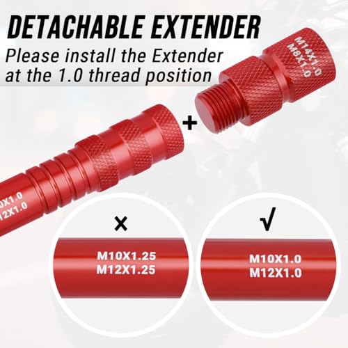 Image of 6 in 1 Fork Damper Rod Bleed Tool M10 x 1.0 /1.25 M12 x 1.0 /1.25 M8 x 1.0 M14 x 1.0 Motorcycle Fork Damper Rod Bleed Repair Tool (Red)