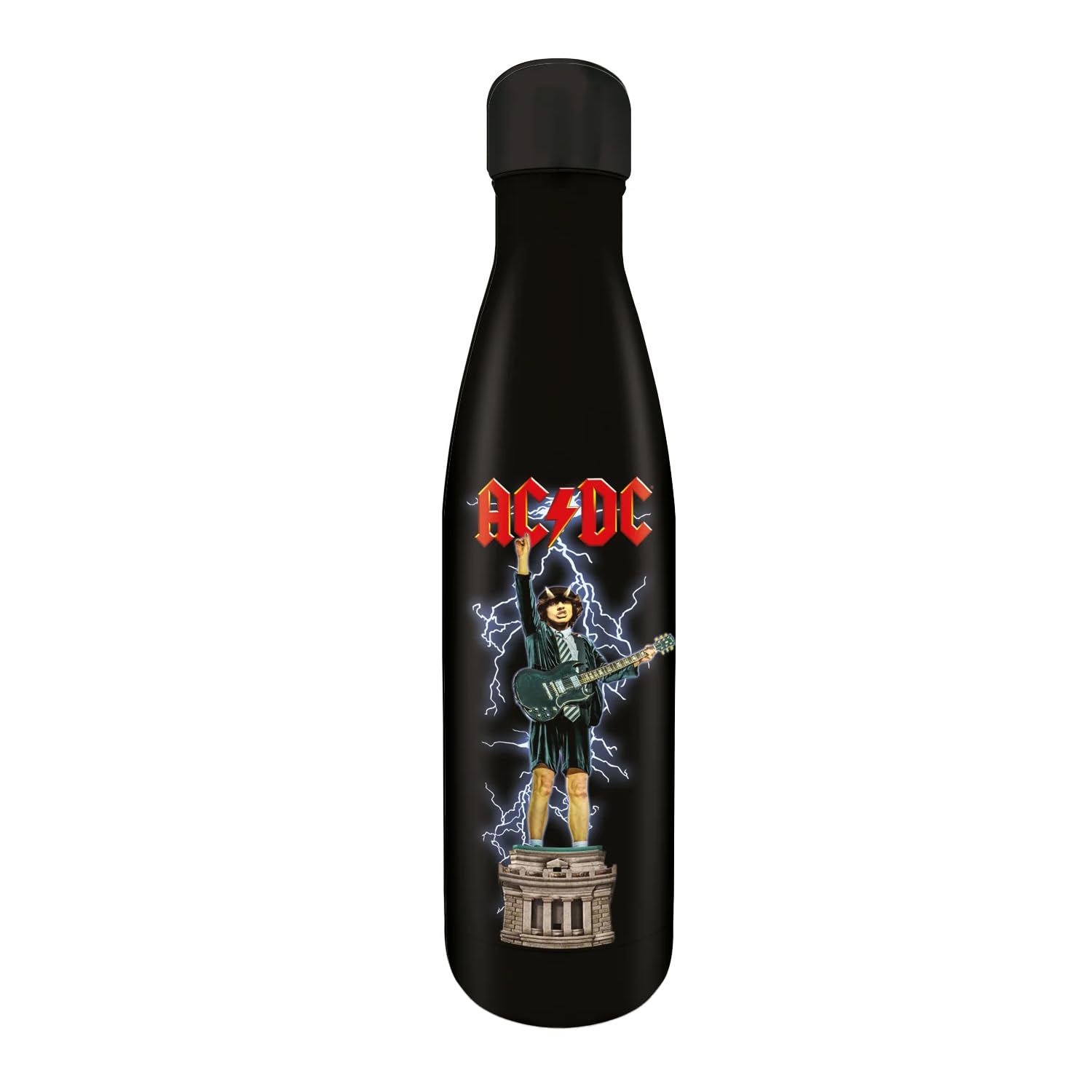Botella de metal AC/DC (en caja) – Botella oficial de acero inoxidable AC/DC, aislamiento de doble pared para control de temperatura, diseño icónico de banda, caja de regalo, ideal para aficionados