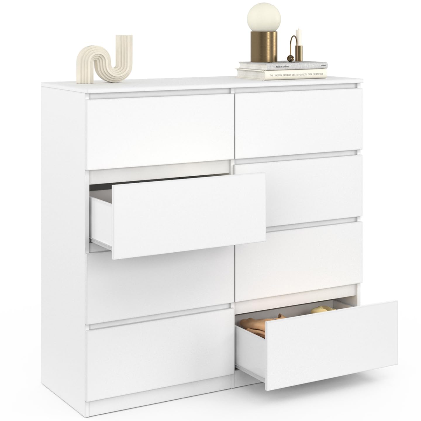 IDMarket - Commode 8 tiroirs TOMI 110 cm Bois Blanc