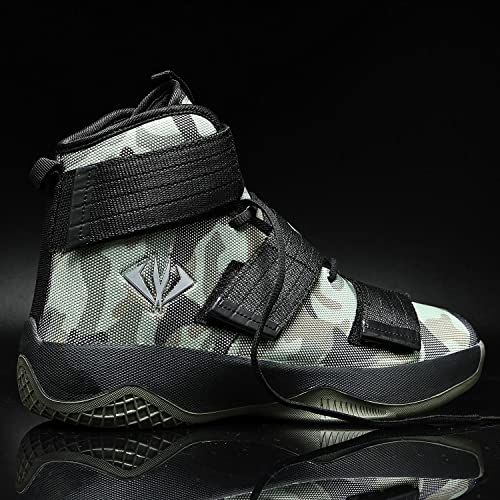 Vv87 Women's Men's Fashion High Top Running Sneakers Velcro Basketball Boots Shoes Camouflage, 8 Women6.5 Men #TOP2
