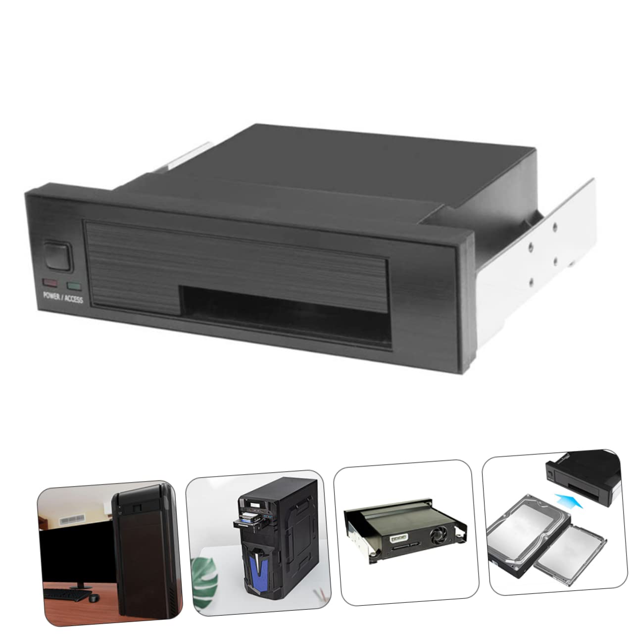 Kit de Montaje de Disco Duro Interno de 5, 25 Pulgadas Negro | Soporte para Unidades de 2, 5 y 3, 5 Pulgadas, Acero Inoxidable y Plástico, Instalación sin Tornillos