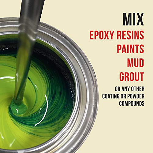 Tcp Global 2 Types Of Paint, Epoxy Resin, Mud Power Mixer Blade Drill Tools For Mixing Quarts To 2.5 Gallon Buckets - 14" Long, 1/4" Round And 5/16" Hex Shafts, 2.5" And 3" Plastic Paddles - Stirring #TOP4