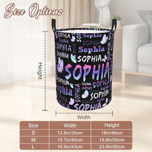 Image of Custom Name Laundry Hamper, Personalized Laundry Basket with Name for Boys Girls Kids Men Women, Customized Name Dirty Clothes Basket Gifts for Clothes Toy Bathroom Bedroom Laundry Room Dorm