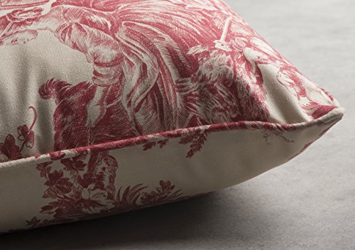 Maison D' Hermine Decorative Cushion Cover 100% Cotton 20"X20" Toile Washable Pillow Cover With Invisible Zipper For Home Décor, Office, Sofa, Couch, Bedroom, The Miller - Red - Spring/Summer #TOP6
