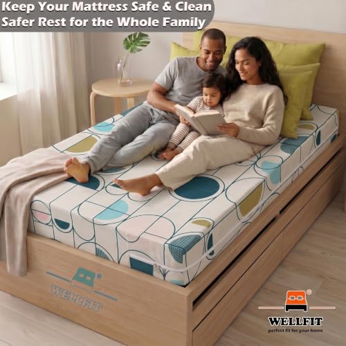 Image of WELLFIT Premium Glace Cotton 300 TC Mattress Cover /Protector for Single Size Bed with Zip /Chain /3x6 ft / 36x72x6 inch