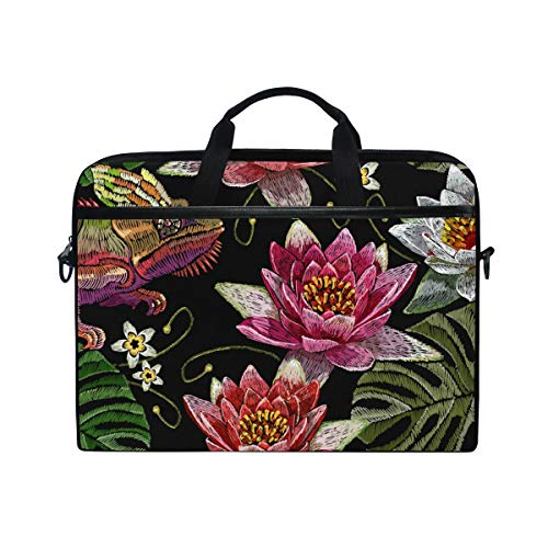 Laptoptasche, 35,6 cm (14 Zoll), Chamäleon-Wasserlilien-Stoff, Laptoptasche mit Schultergurt für Damen und Herren