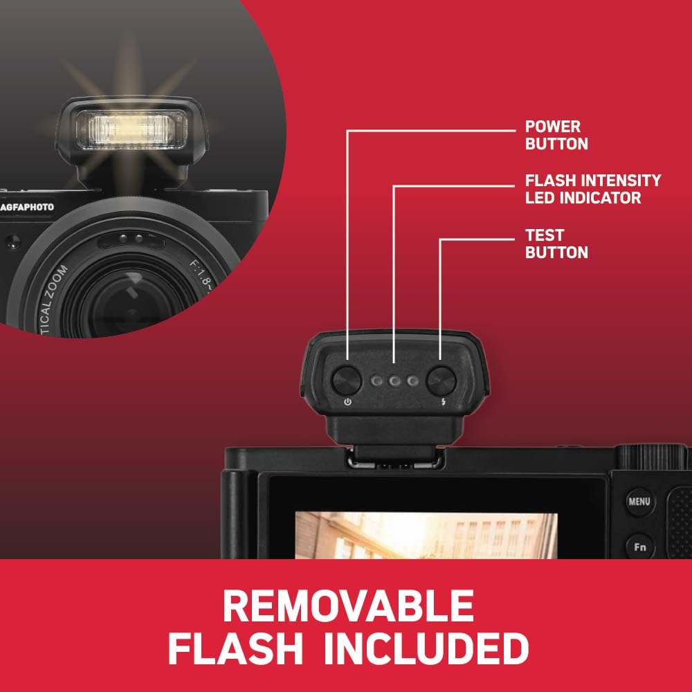 AgfaPhoto Realishot C130 - Cámara digital compacta de 16 MP con sensor CMOS, pantalla táctil LCD de 2,8", estabilización de imagen, enfoque automático, zoom, batería recargable + tarjeta SD de 32 GB +