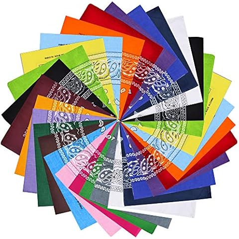 Alotpower Bandanas 30 pack, Cowboy Bandanas Assorted Bandanas set Paisley Polyester Headbands for Men and Women (22 x 22 inch) Cover