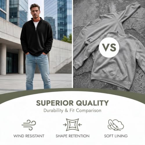Fleece Sweatshirt Men Comfy Quarter Zip Pullover Sweatshirt Sweat Shirt - image 6