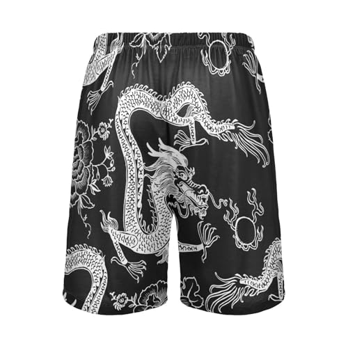 Chinese Dragon Black Mens Pajama Shorts Men's Pajama Bottoms Soft Sleepwear XL3