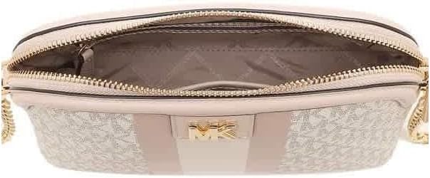 Michael Kors Mott Large Zip Dome Crossbody Vanilla/Soft Pink One Size