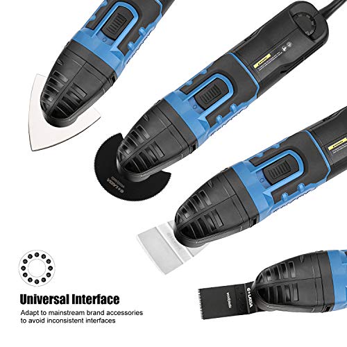 G LAXIA Oscillating Tool, 2.3 Amp Oscillating Multitool Kit with 3 Degree Oscillation Angle, 6 Variable Speed, 17 Pieces Accessories (GP86227)