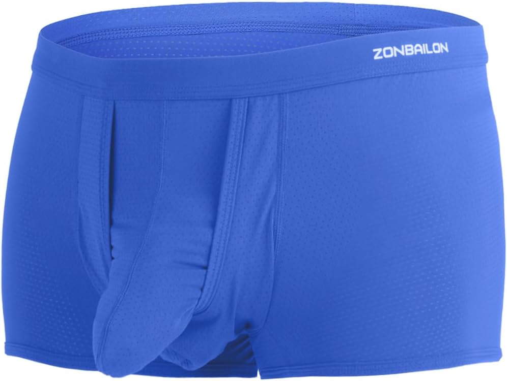 Men's Elephant Trunk Design Dual Pouch Underwear Bulge Boxer Briefs Separated Pouch