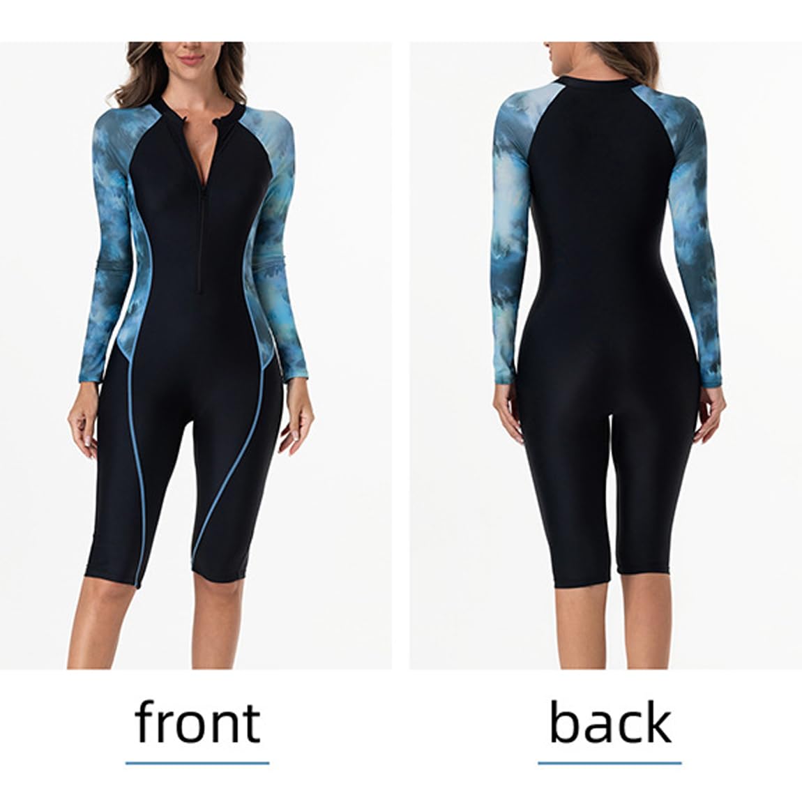 Muta da Sub Rash Guard A Maniche Lunghe da Donna con Cerniera Frontale, Costume Intero da Sub, Costume da Bagno Sportivo per Nuoto, Immersioni E Surf